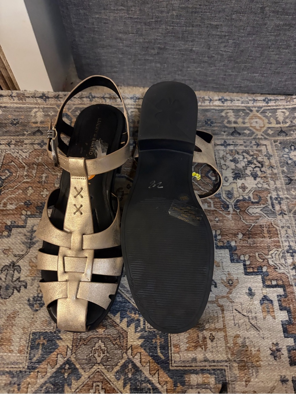 Madden Girl Metallic Gold Strappy Woven Sandals